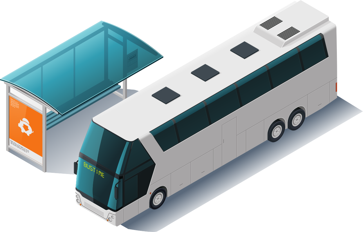 аўтобус побач з прыпынкам